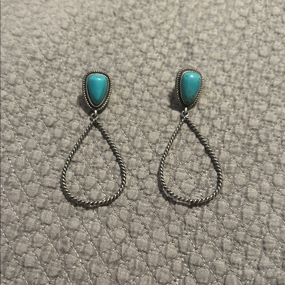 Turquoise Silver Drop Earrings